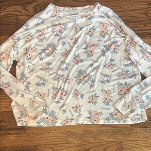 Hurley Floral Long Sleeve Cream Blouse